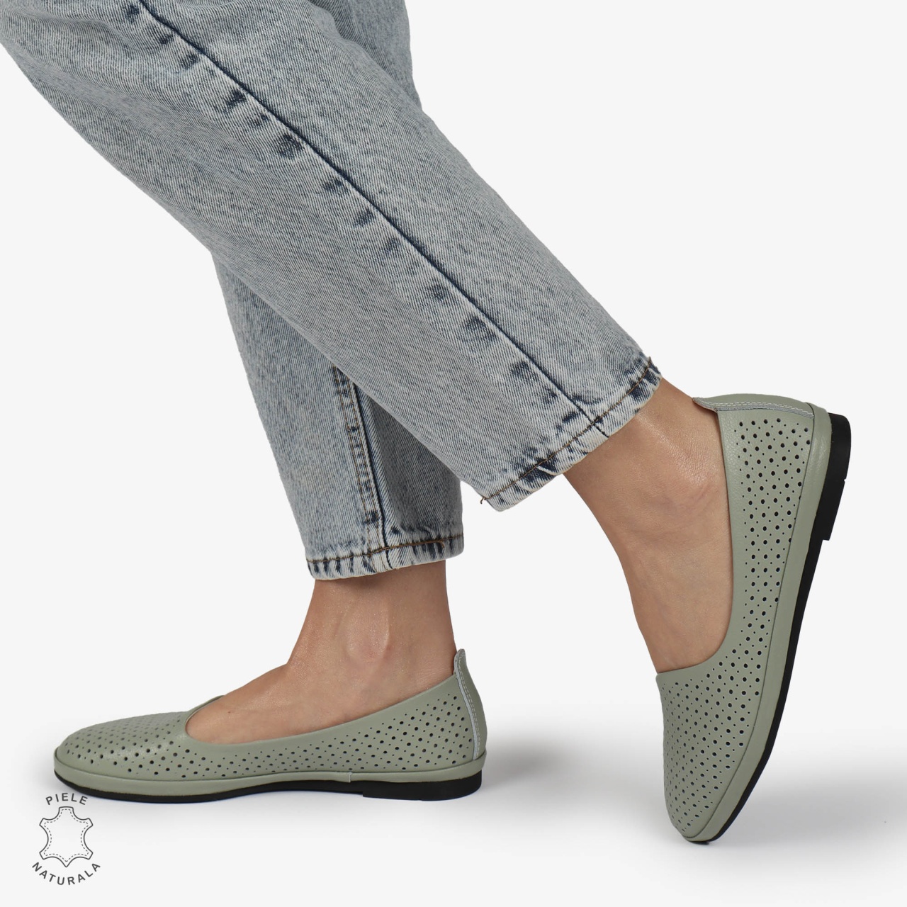 BALERINI dama din Piele naturala PERFORATA SLIP-ON CRL1358 BARILLA