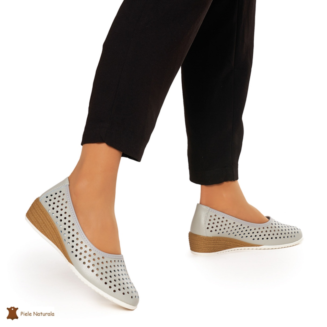 Balerini Dama Piele Naturala Slip-on CRL0075 GRI