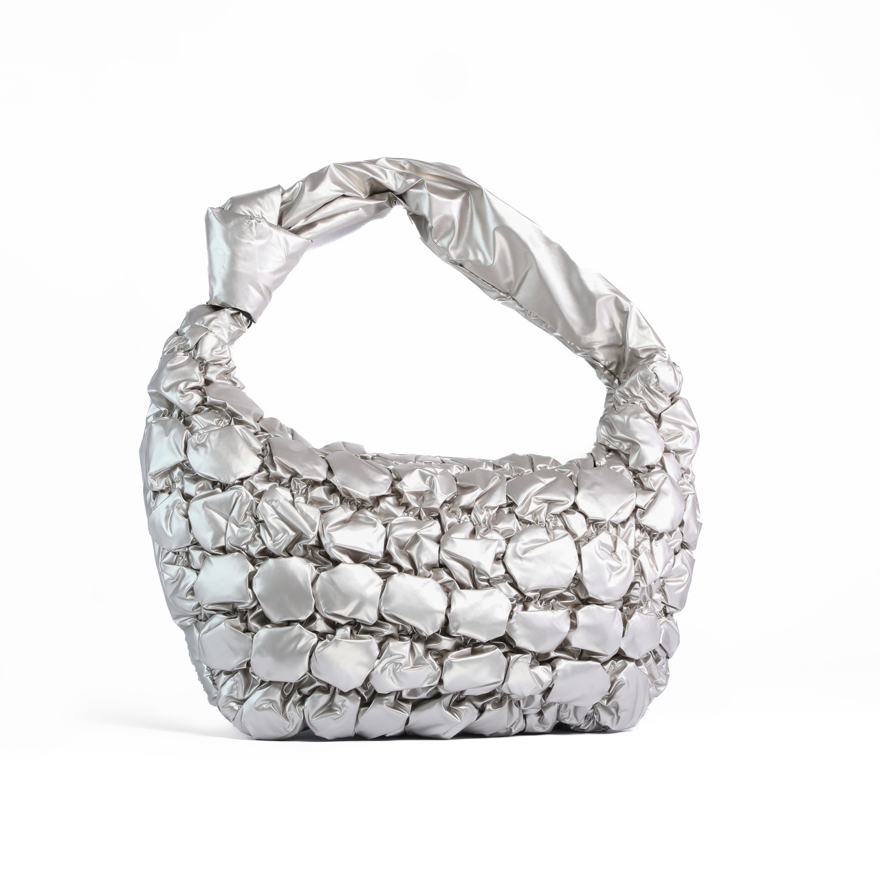 Geanta dama SEMI-LUNA matlasata din fas CRLM2661ARGINTIU