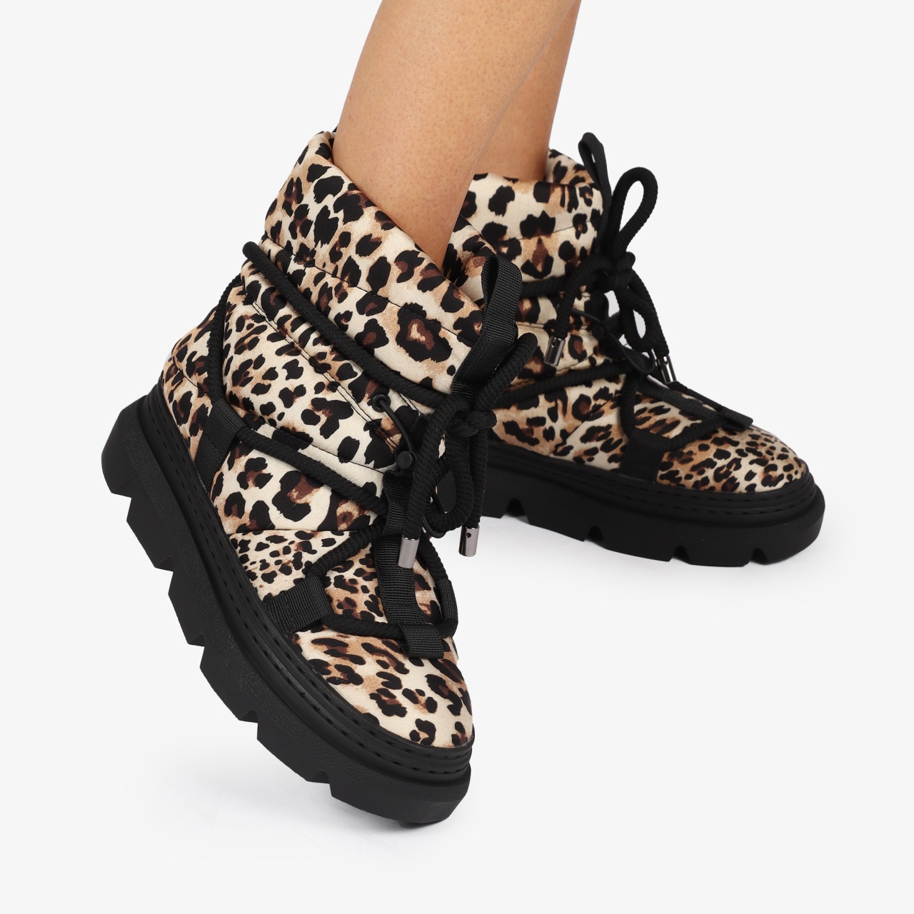 Ghete DAMA din Material Fas moderne cu imprimeu Leopard IMBLANITE CRL1257 Bej