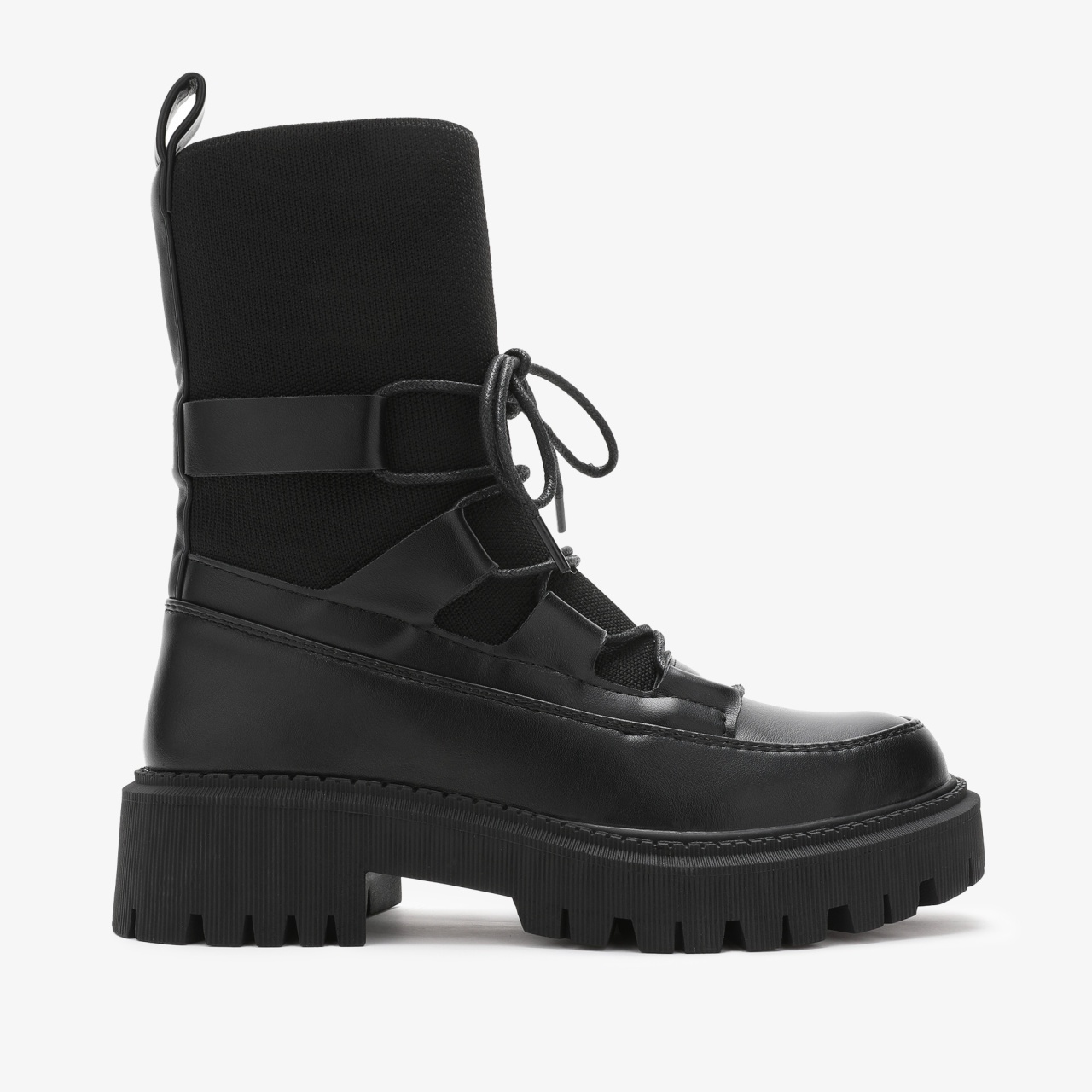 Ghete dama din piele ecologica si textil CRL0684 Negre