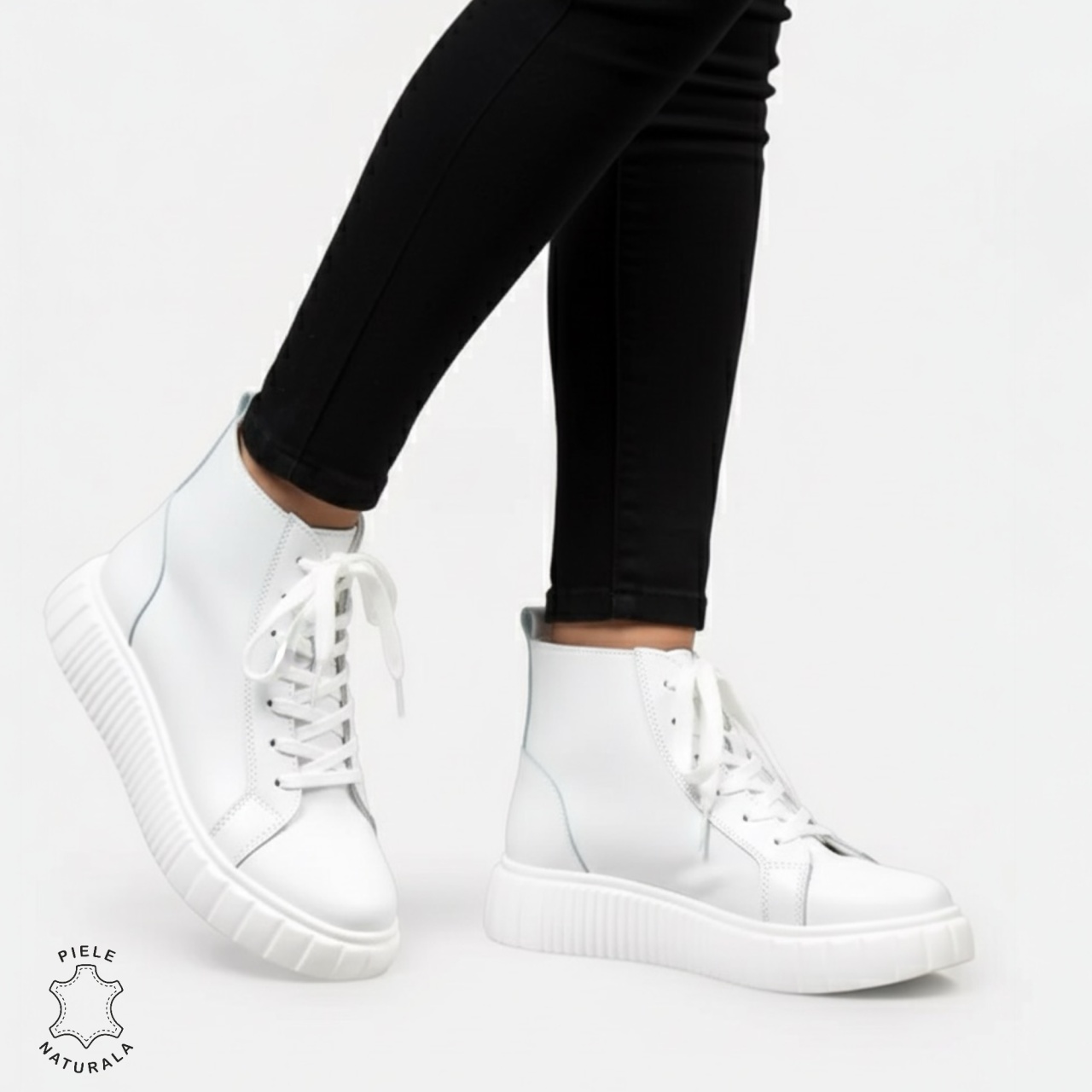 GHETE DAMA din PIELE Naturala cu design contemporan CRL1534 ALB