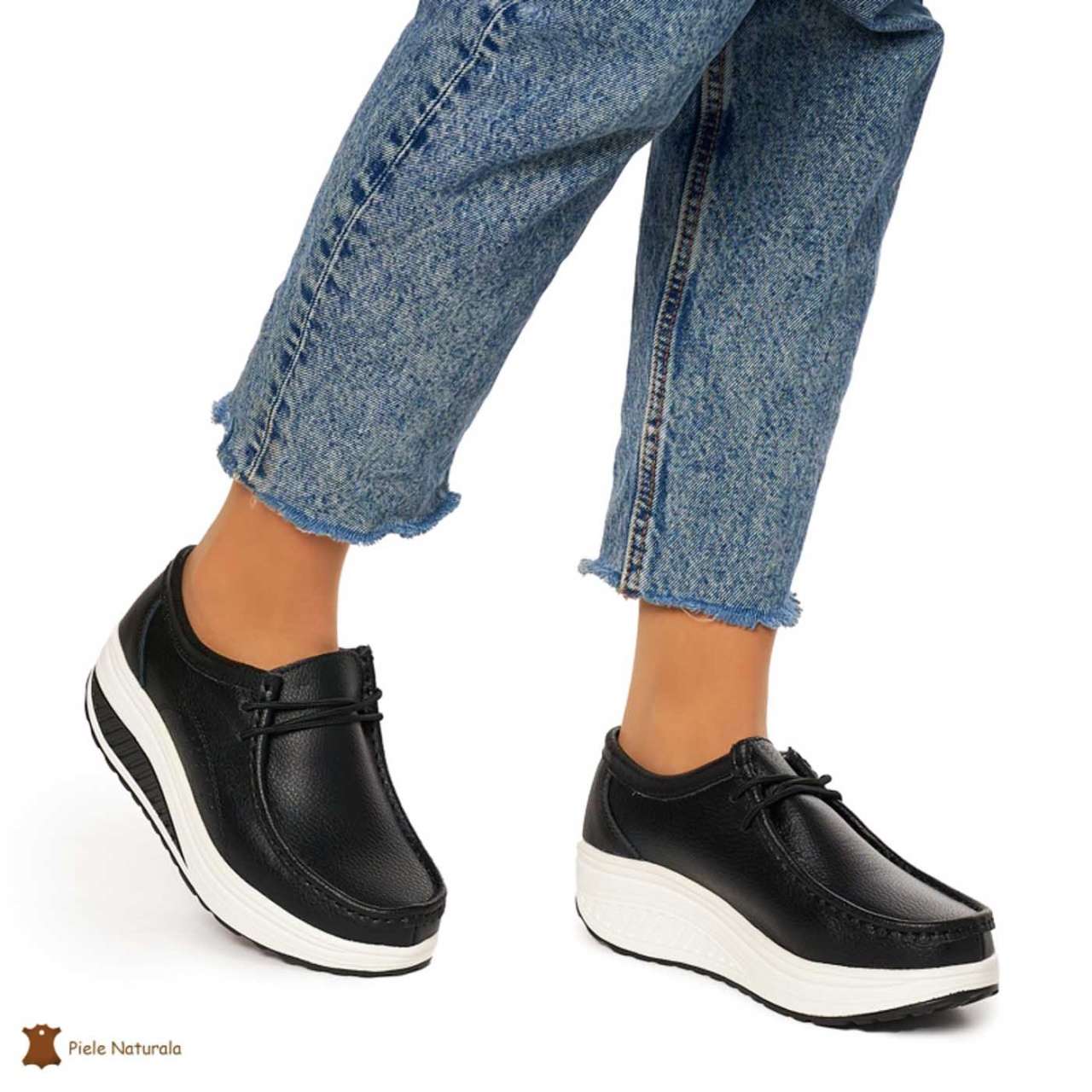 Mocasini dama din Piele Naturala CRL1219 NEGRU