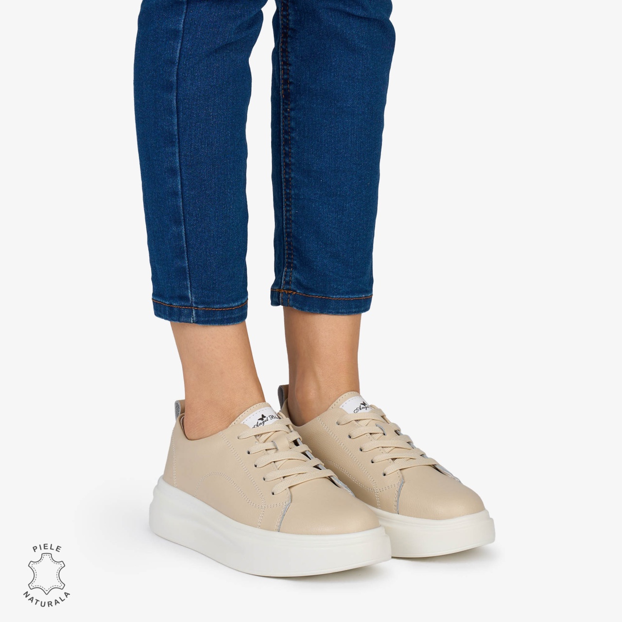 Pantofi Casual dama din Piele Naturala CRL1637 CULOARE: BEJ