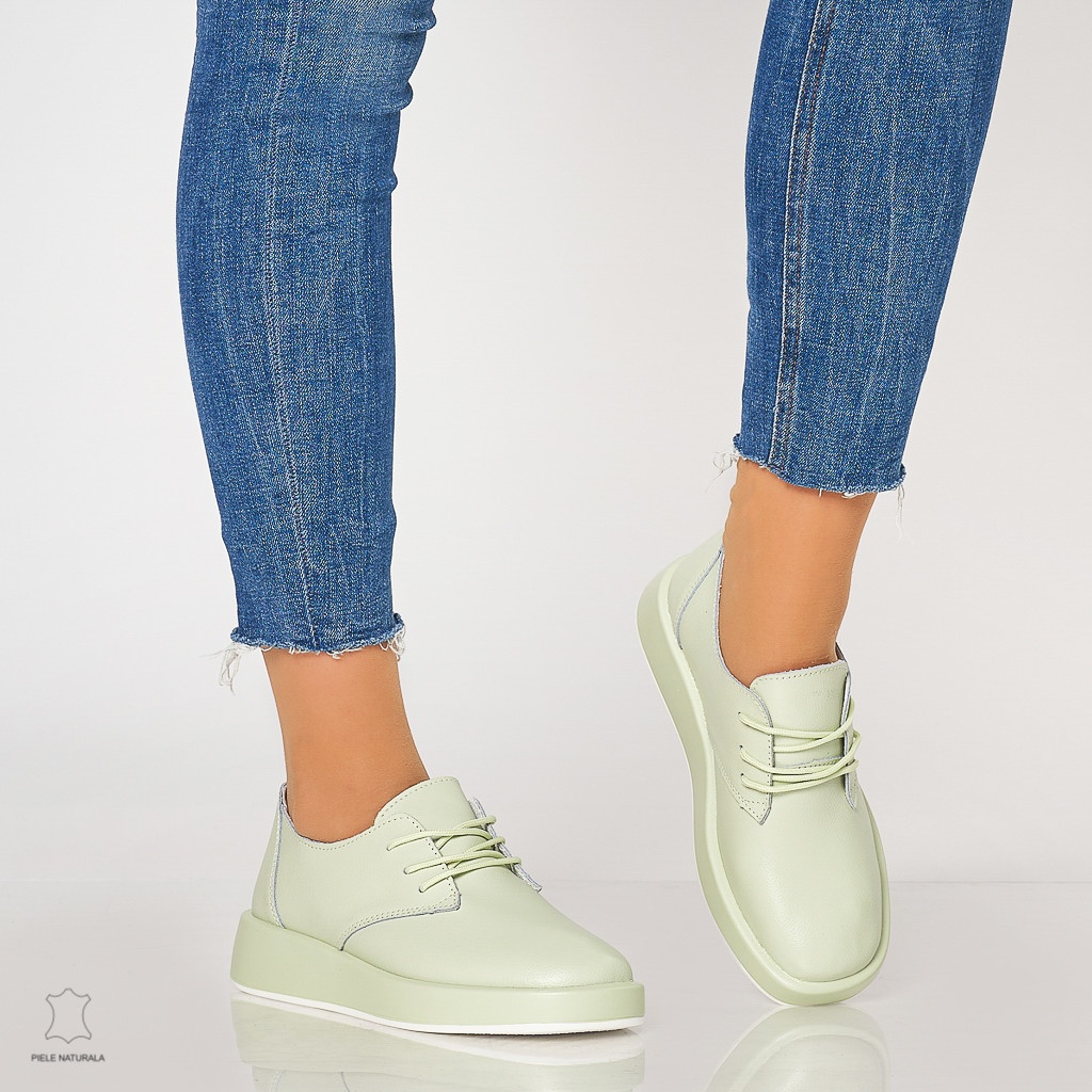 Pantofi Casual dama din Piele naturala cu talpa USOARA CRL1330 VERDE