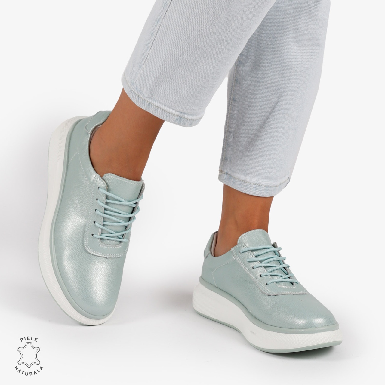 Pantofi Casual Dama Piele Naturala CRL1002 Culoare: VERDE