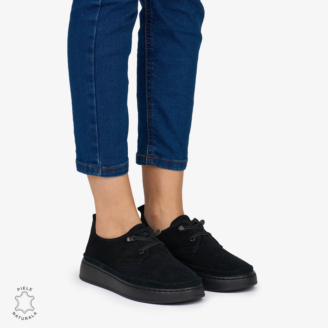 PANTOFI CASUAL Dama Piele Naturala INTOARSA CRL1053 Culoare: NEGRU