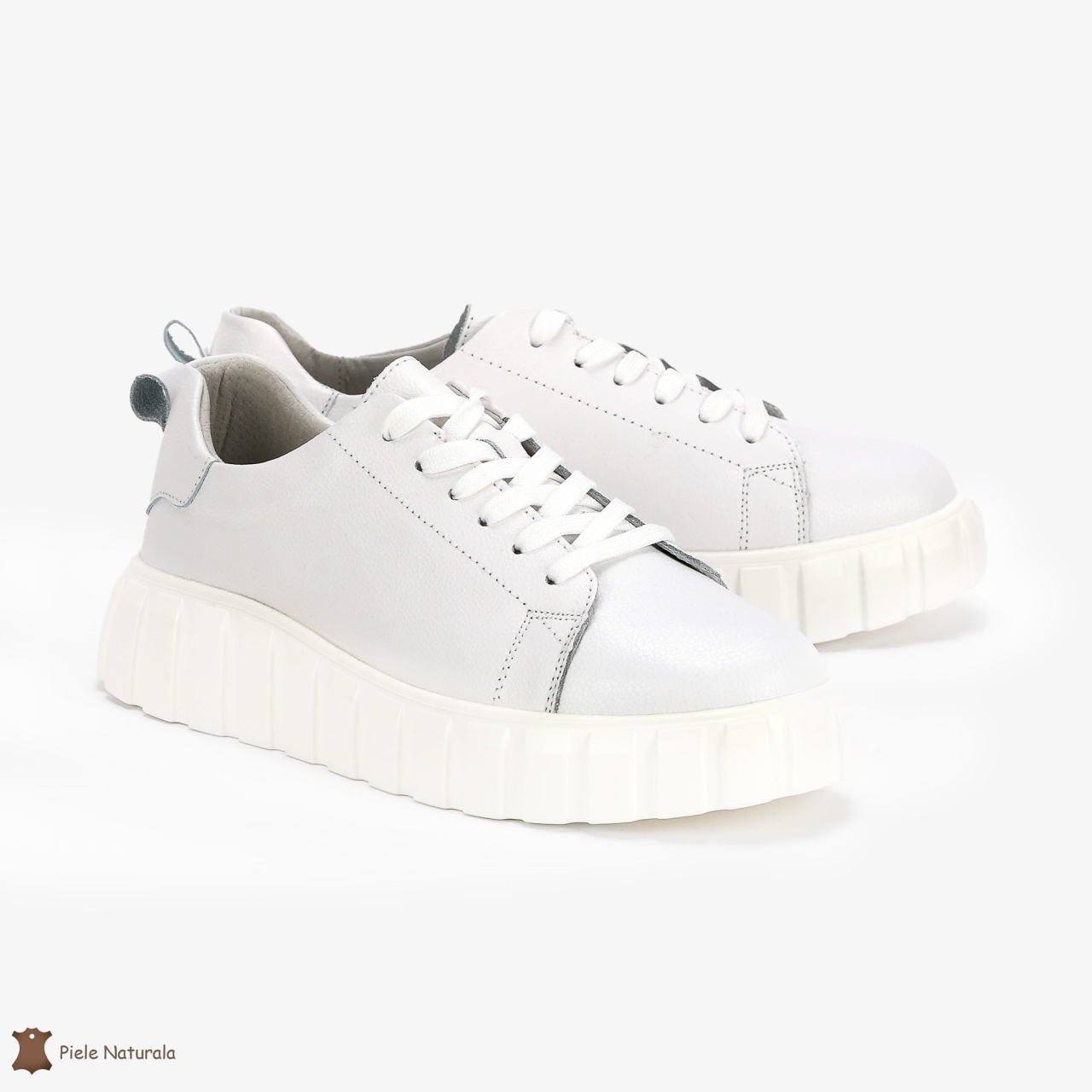 Pantofi Casual de dama din Piele naturala cu talpa groasa CRL0492 ALB