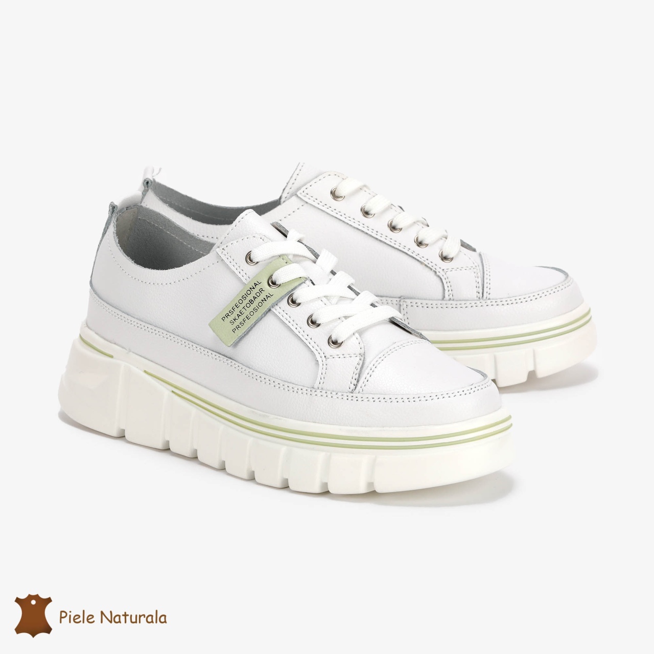 Pantofi Casual de dama din Piele naturala Interior confortabil CRL0488 Alb