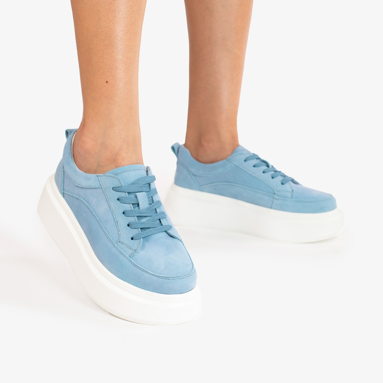 Pantofi Casual de dama din Piele Naturala Intoarsa CRL0567 ALBASTRU