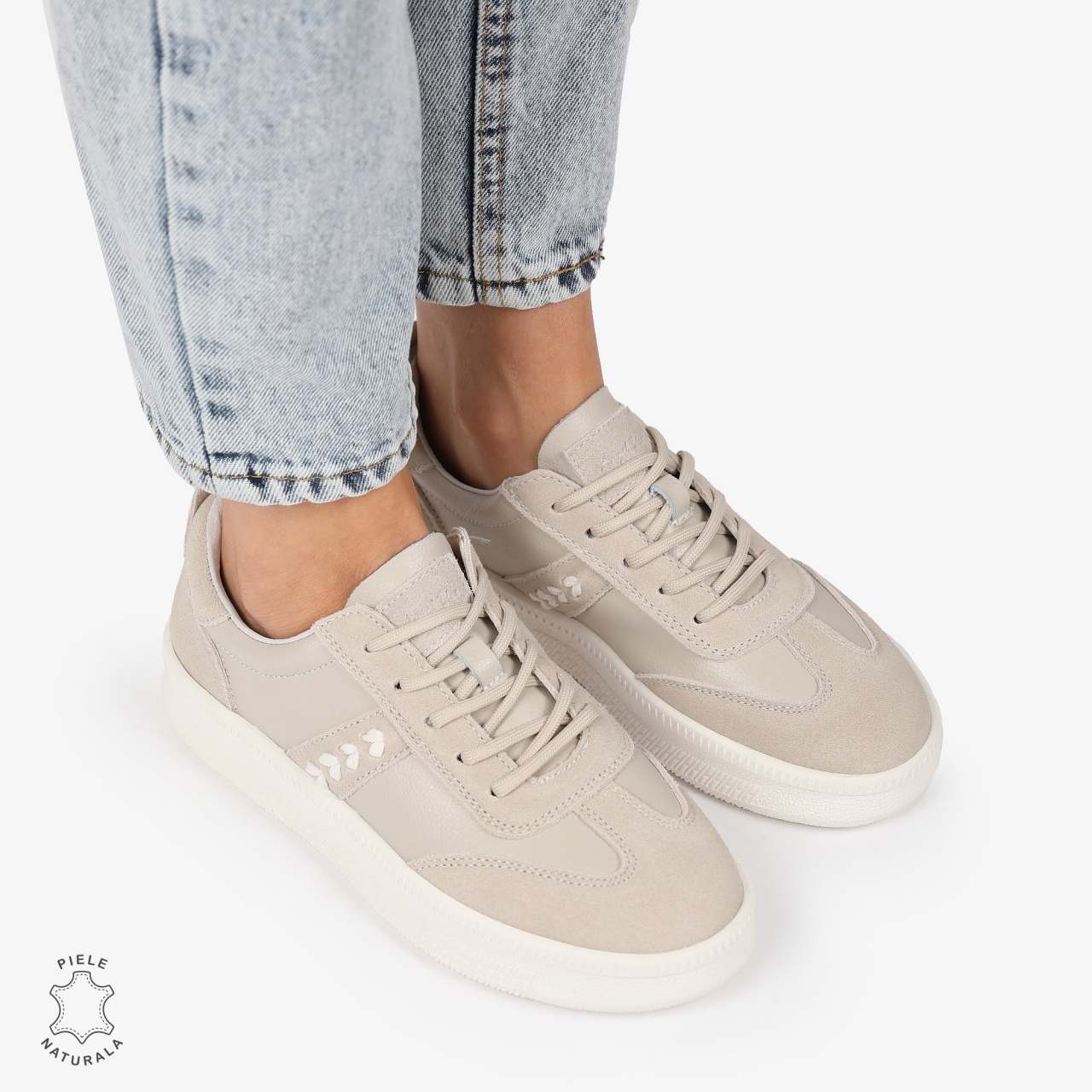 Pantofi CASUAL PIELE NATURALA CU INCHIDERE SIRET CRL1295 BEJ