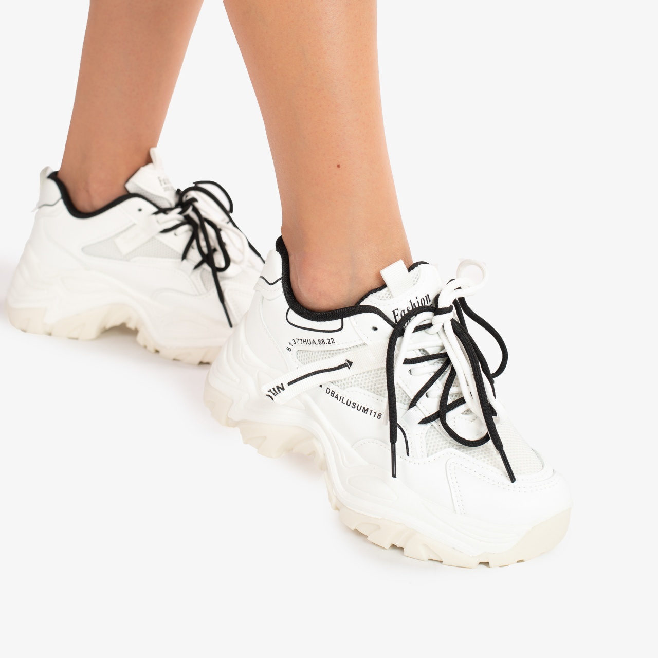 SNEAKERS DAMA din PIELE ECOLOGICA SI PANZA CU DUBLU SIRET CRL0838