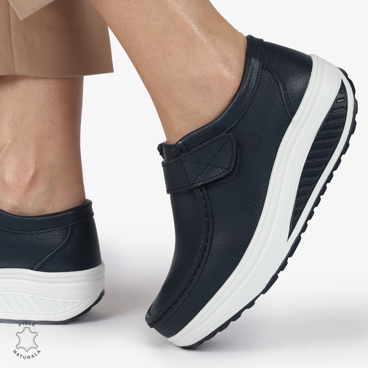 Mocasini dama din Piele Naturala CRL0063 BLEUMARIN