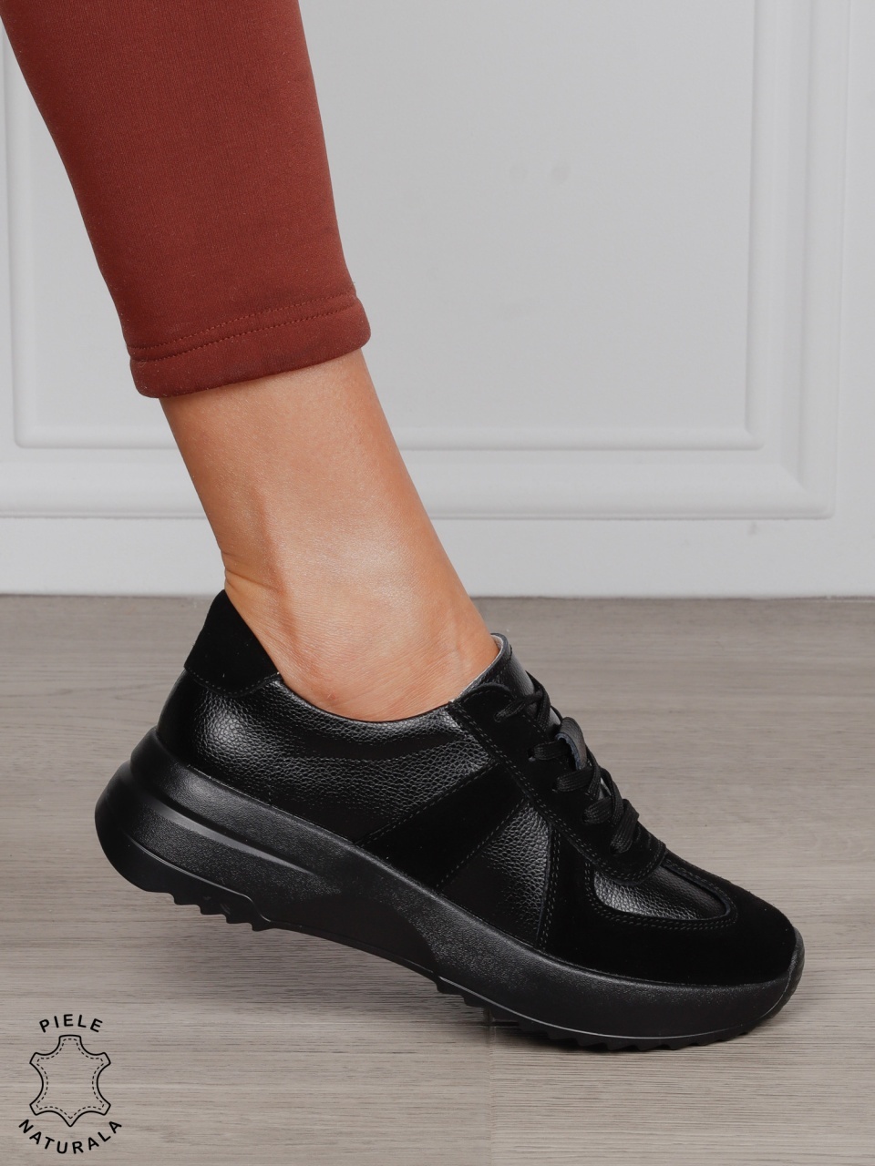 Pantofi Casual damă din piele naturală confortabile CRL1573 NEGRU