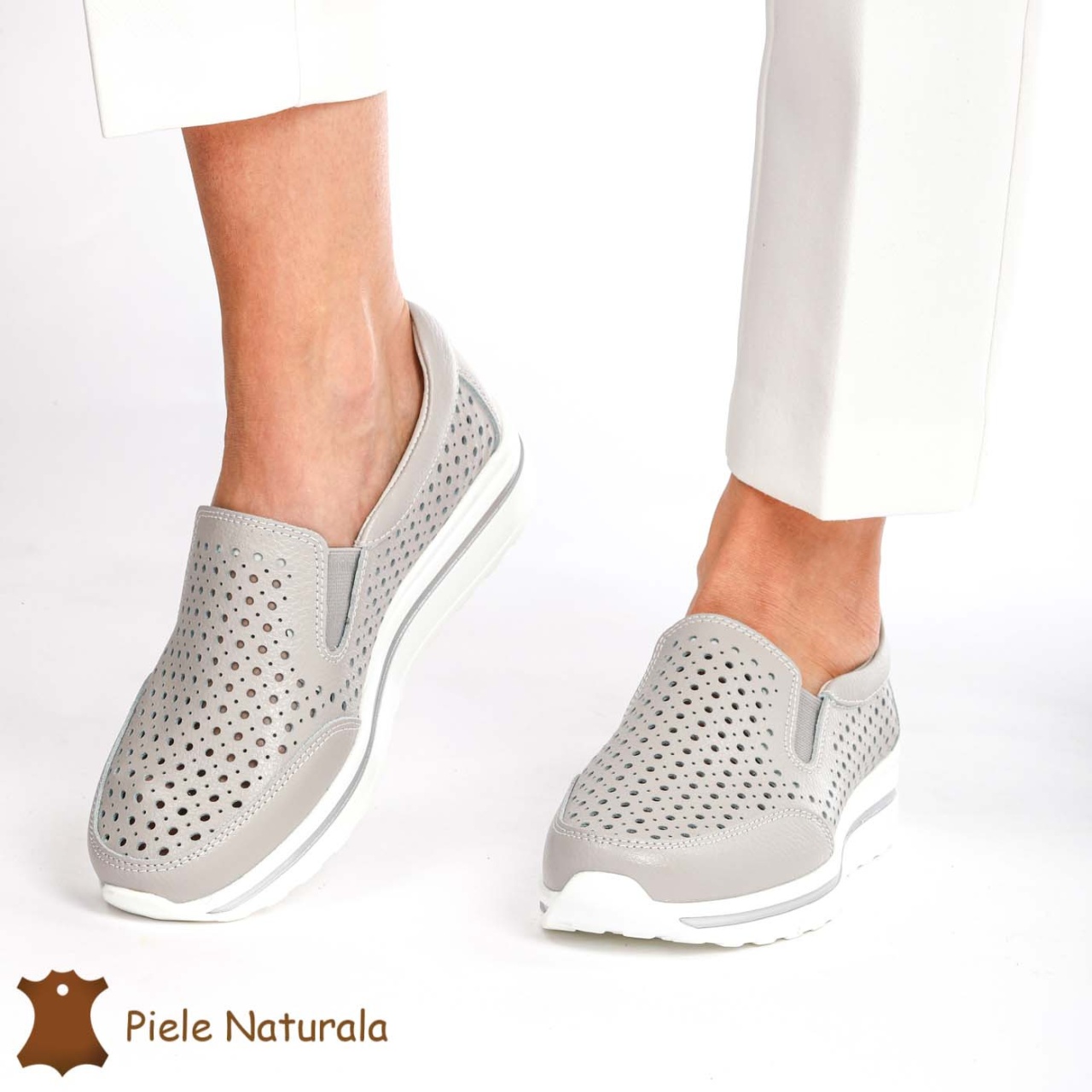 Pantofi Casual dama din Piele naturala CRL0860 GRI