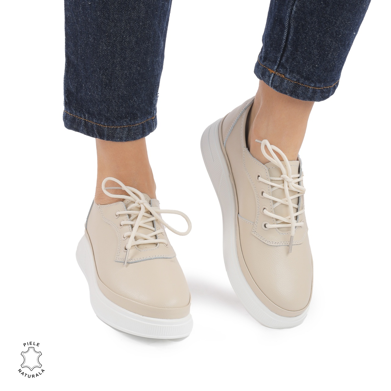 Pantofi Casual DAMA din PIELE Naturala CRL0942 CULOARE: Bej