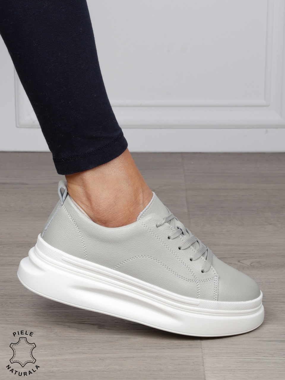 Pantofi Casual dama din Piele Naturala CRL1055 CULOARE: GRI