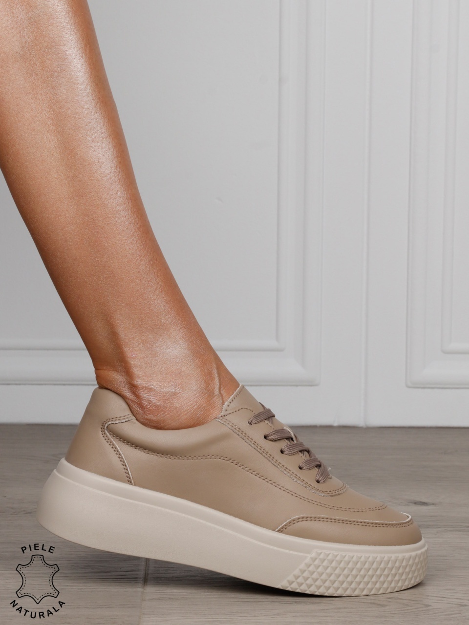 Pantofi Casual dama din Piele Naturala CRL1539 KHAKI