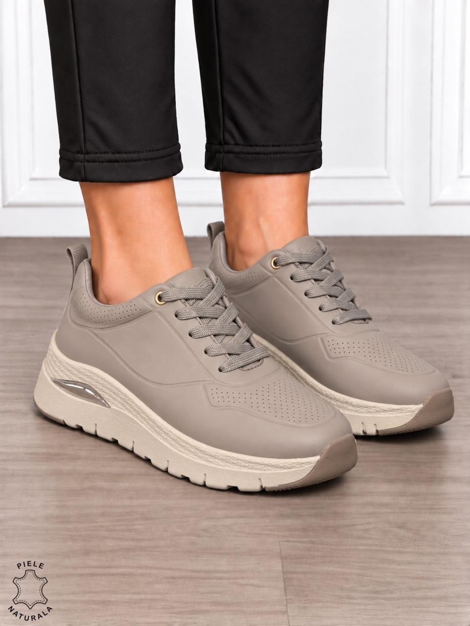 Pantofi casual damă din piele naturală cu stil versatil CRL1916 KHAKI