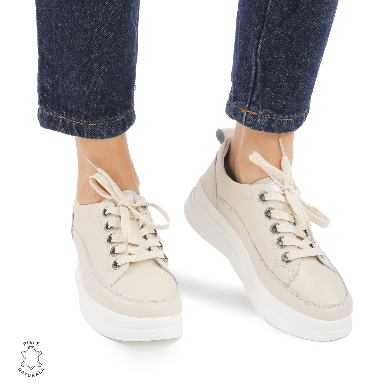 Pantofi casual dama piele naturala CRL0869 BEJ