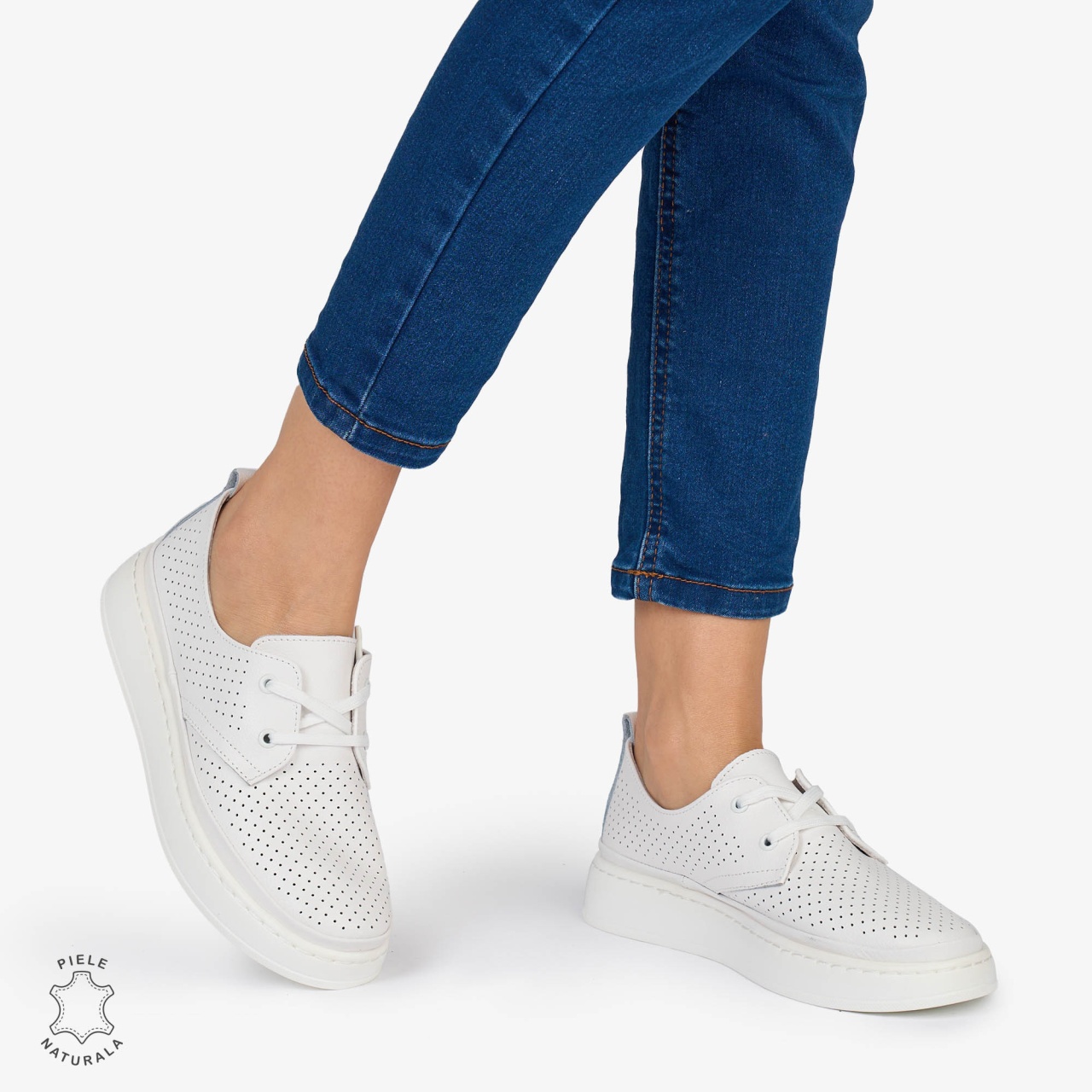 PANTOFI CASUAL Dama Piele Naturala CRL1052 Culoare: ALB