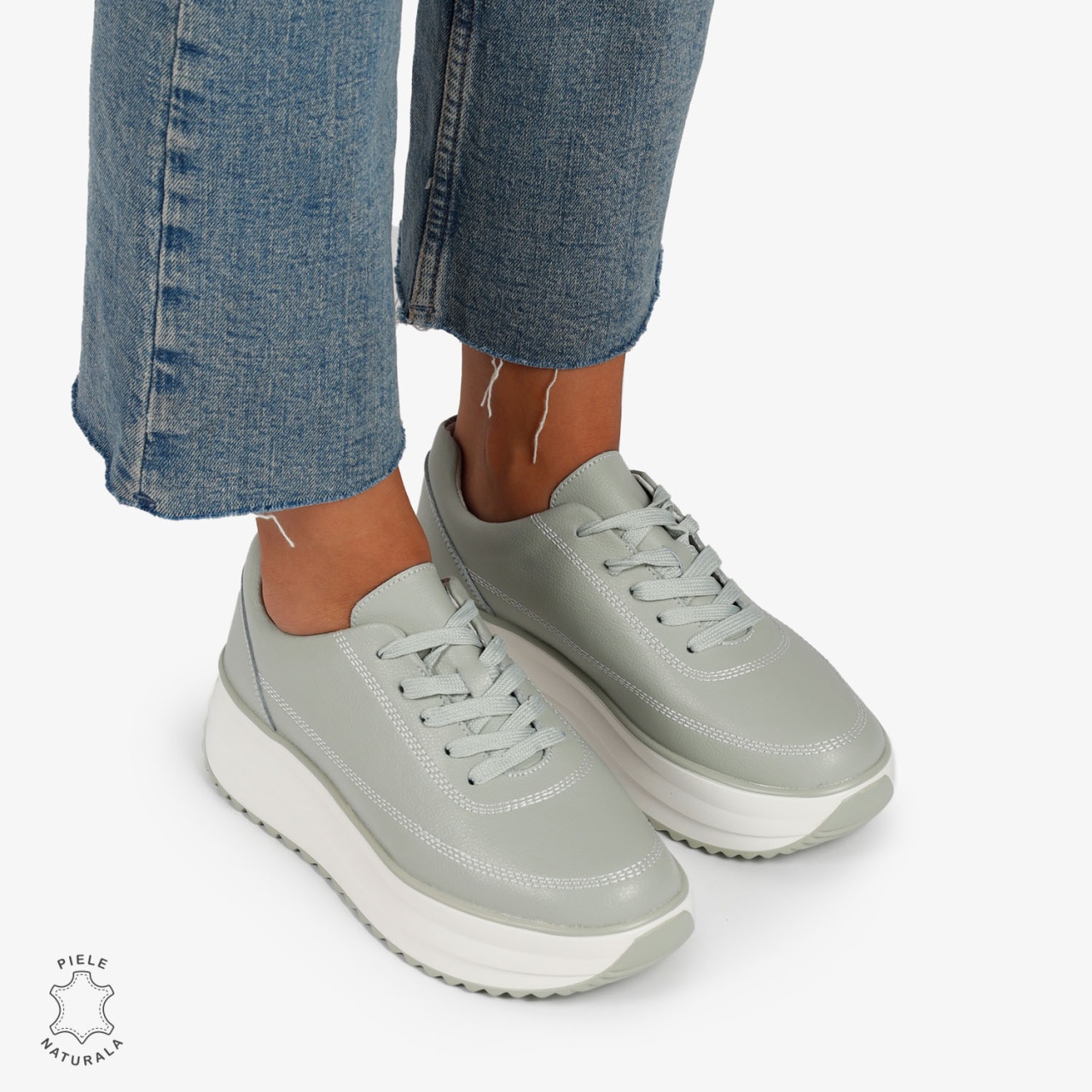 Pantofi Casual de dama din Piele Naturala cu talpa Inalta CRL1201 BARILLA