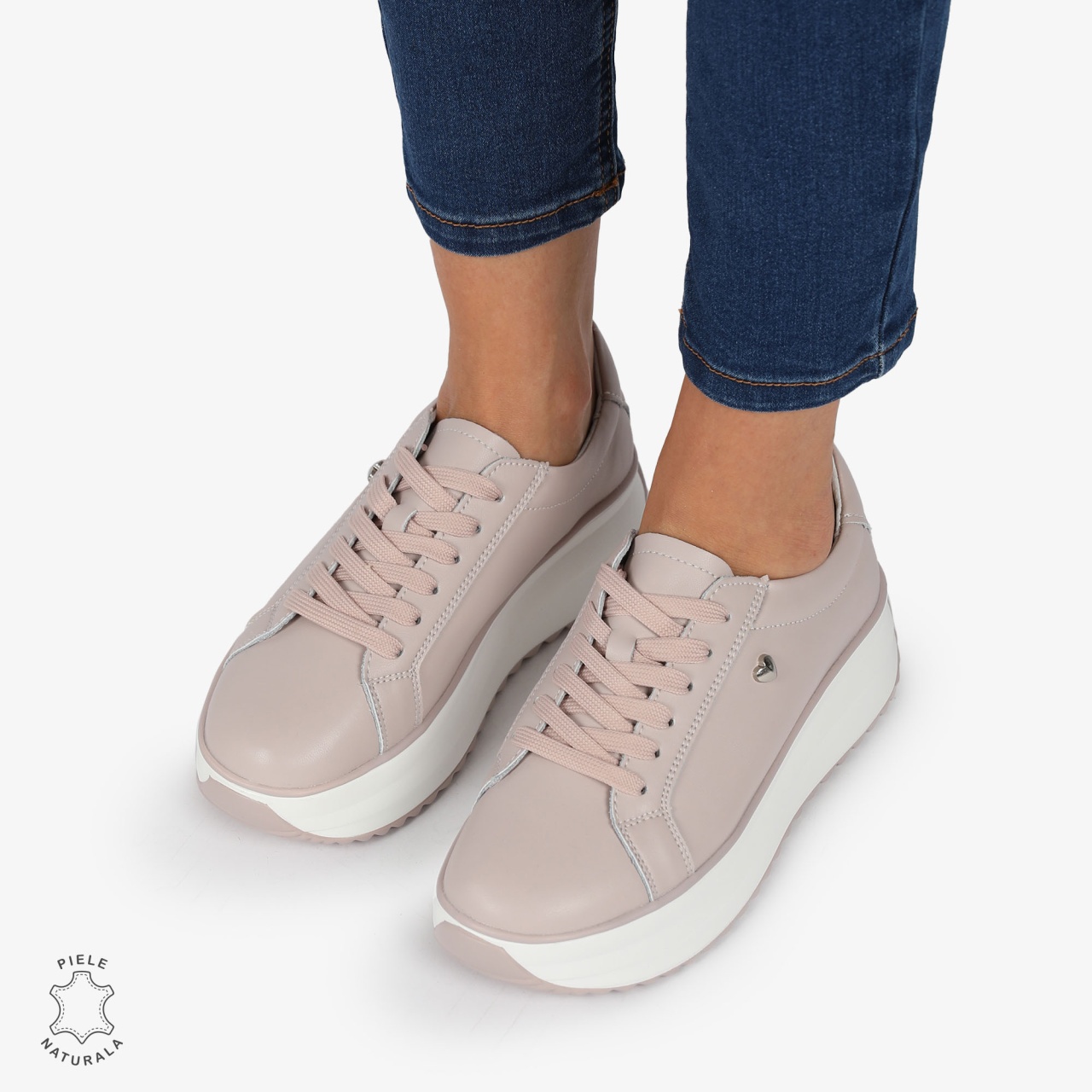 Pantofi CASUAL PIELE NATURALA cu talpa inalta CRL1275 Mov