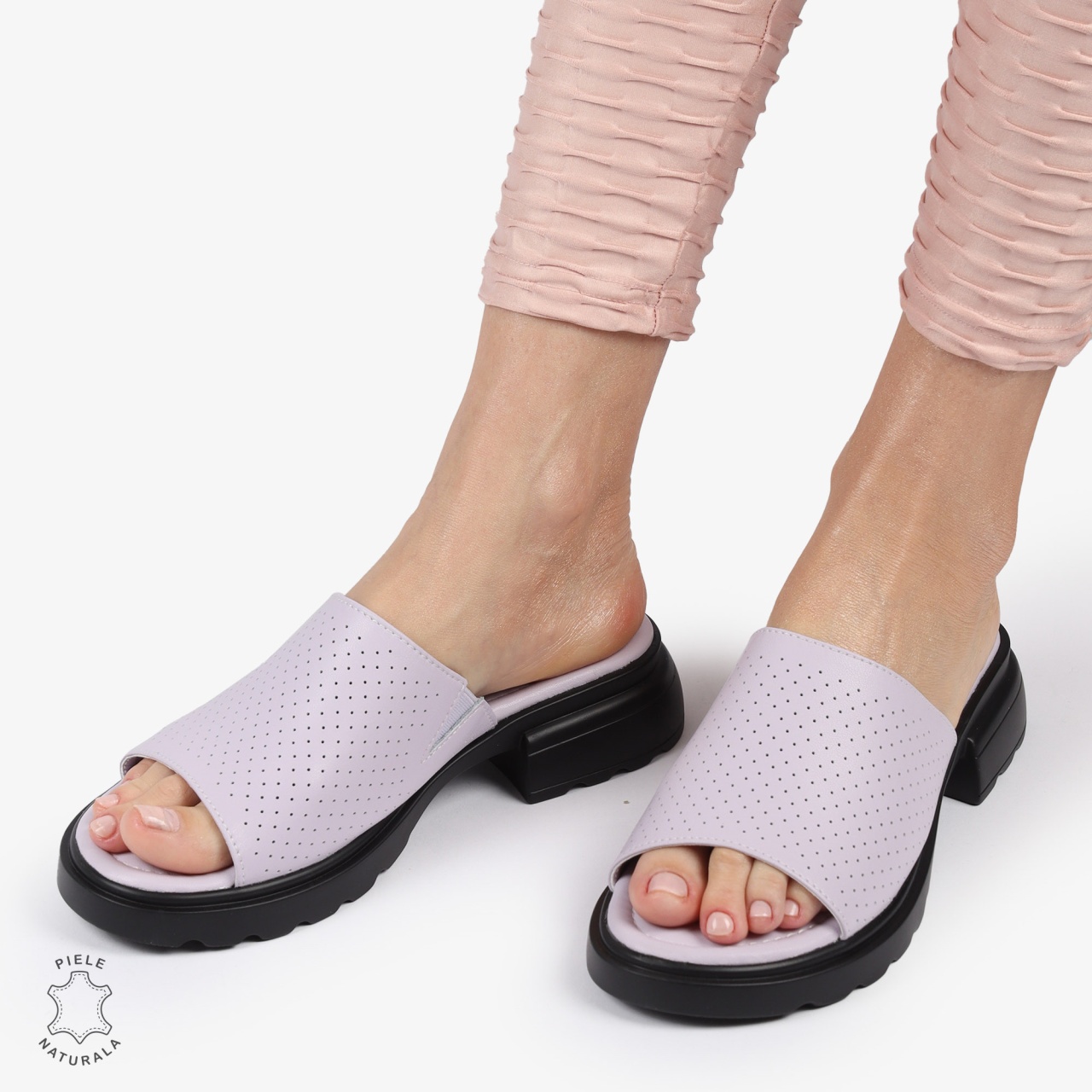 PAPUCI DAMA DIN PIELE NATURALA CU TOC MEDIU CRL1428 MOV