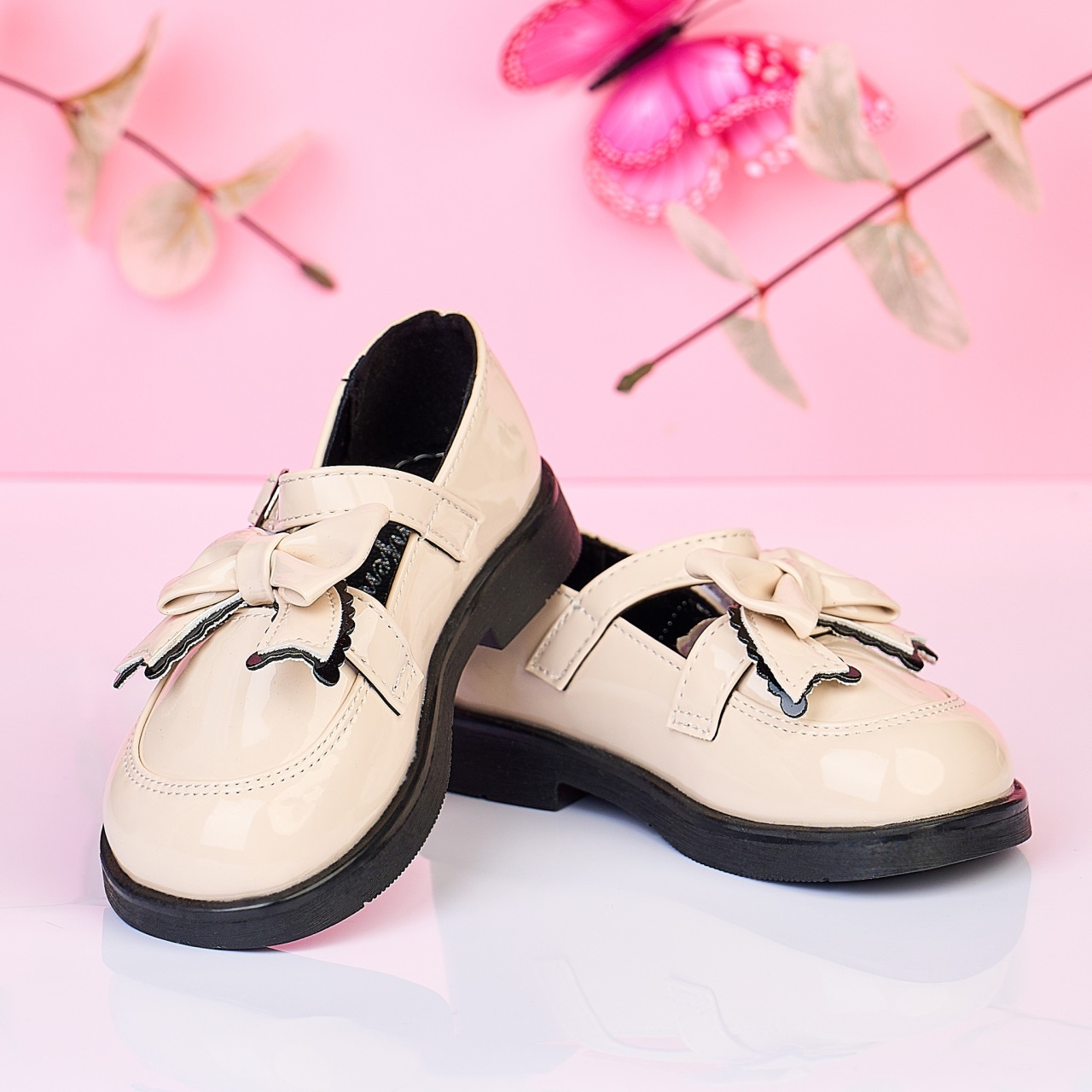 SANDALE copii din piele ecologica LACUITA cu decor fundita CRL1478