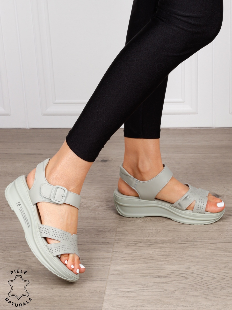 Sandale dama din Piele Naturala cu inchidere catarama CRL1546 BARILLA