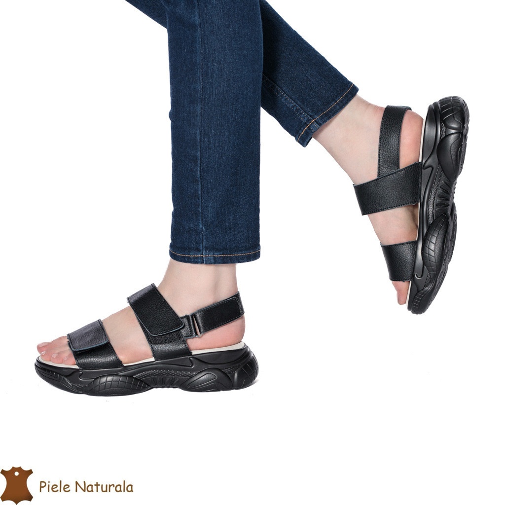 Sandale Dama din Piele naturală cu Platforma CRL0125 NEGRU