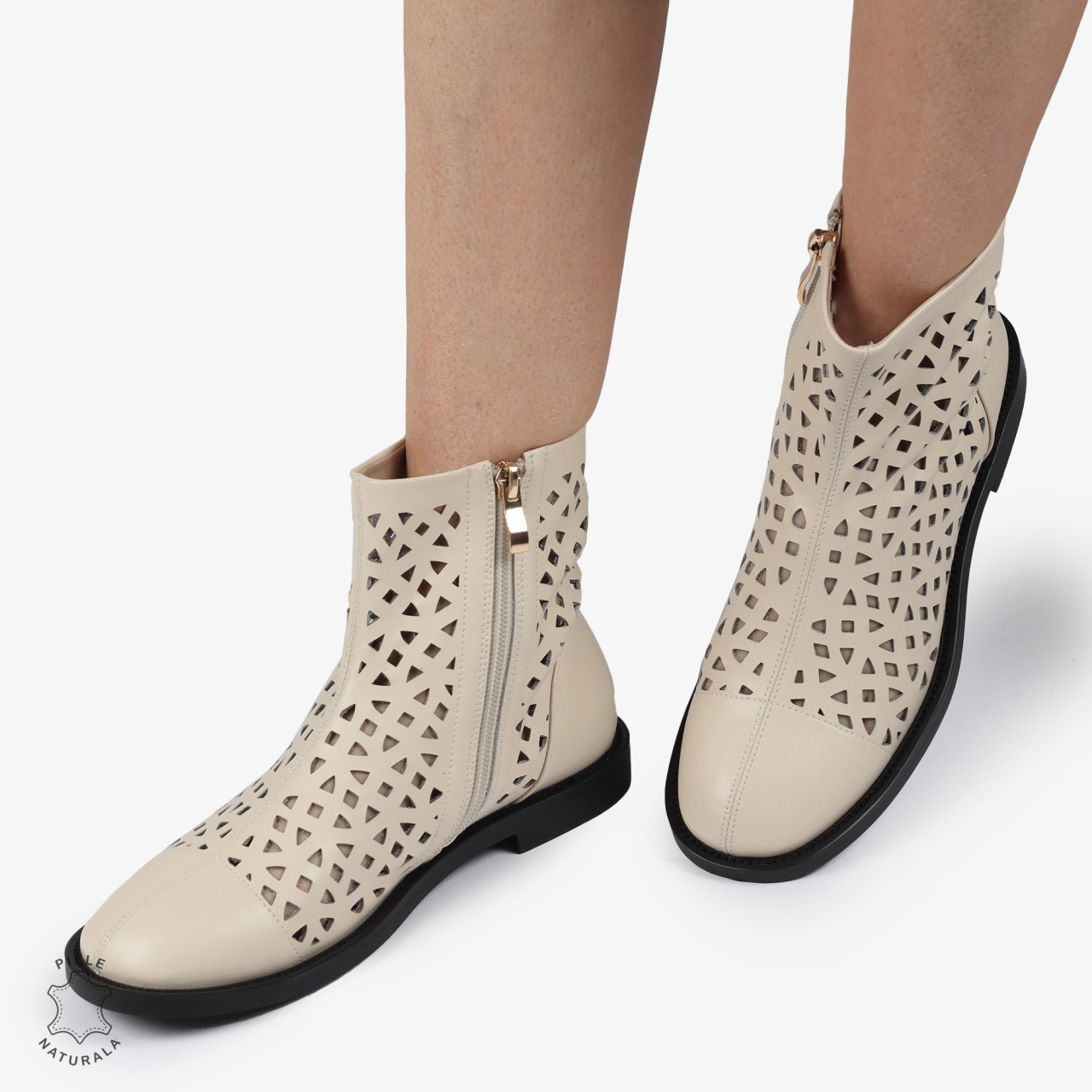 SANDALE dama din Piele Naturala ELEGANTE CU DESIGN UNIC CRL1369 BEJ