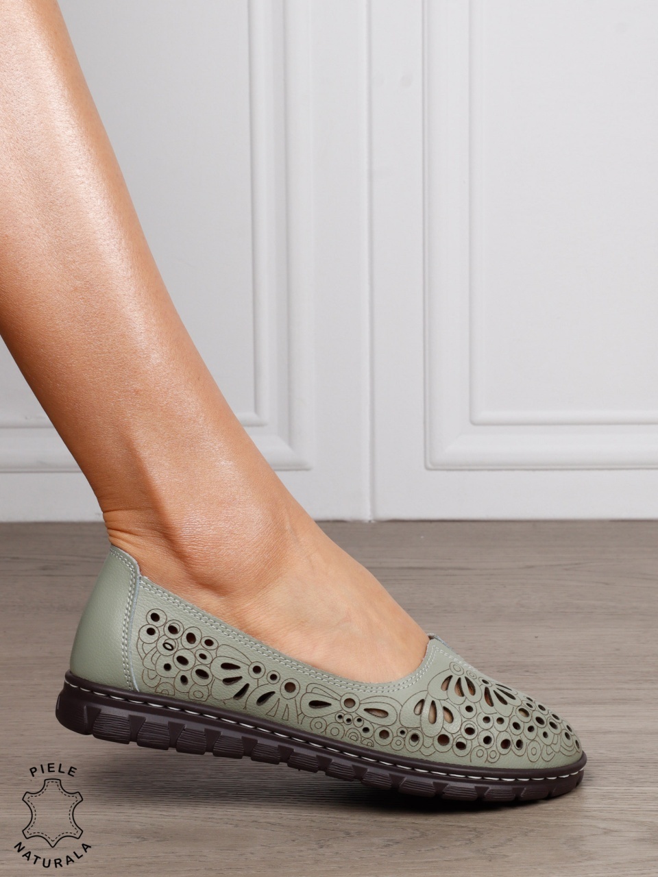 BALERINI dama din Piele naturala PERFORATA SLIP-ON CRL1363 Barilla