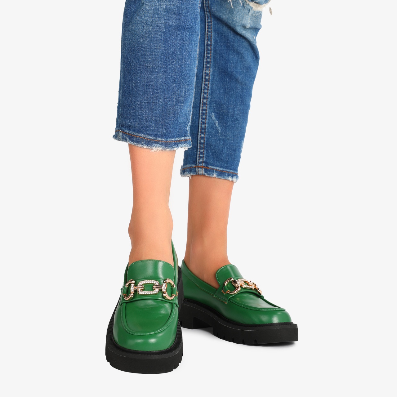 Mocasini dama din Piele Ecologica CRL0548 VERDE