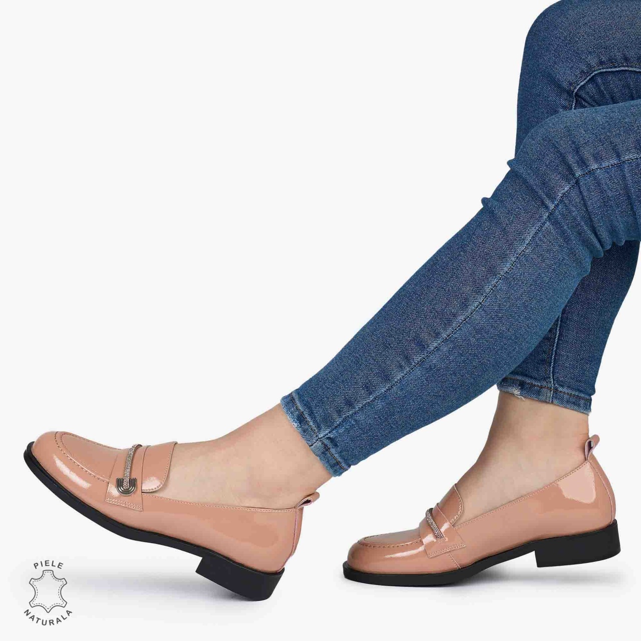 Mocasini dama din Piele Naturala LACUITA CRL0985 ROZ