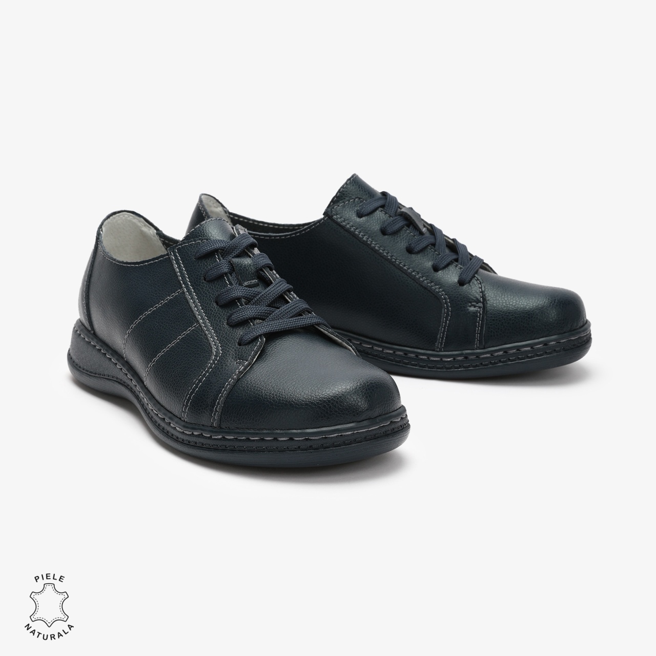 Pantofi casual Bleumarin de dama din piele naturala cu talpa plata CRL0013