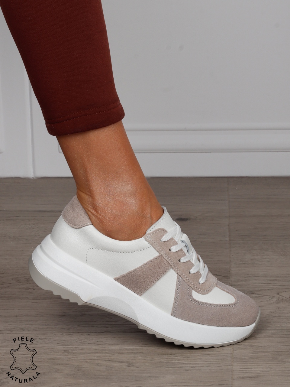 Pantofi Casual damă din piele naturală confortabile CRL1573 ALB