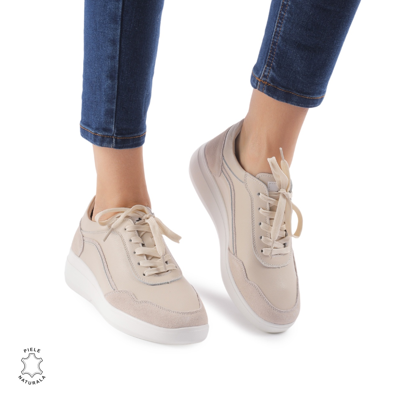 Pantofi Casual dama din Piele Naturala CRL0845 BEJ