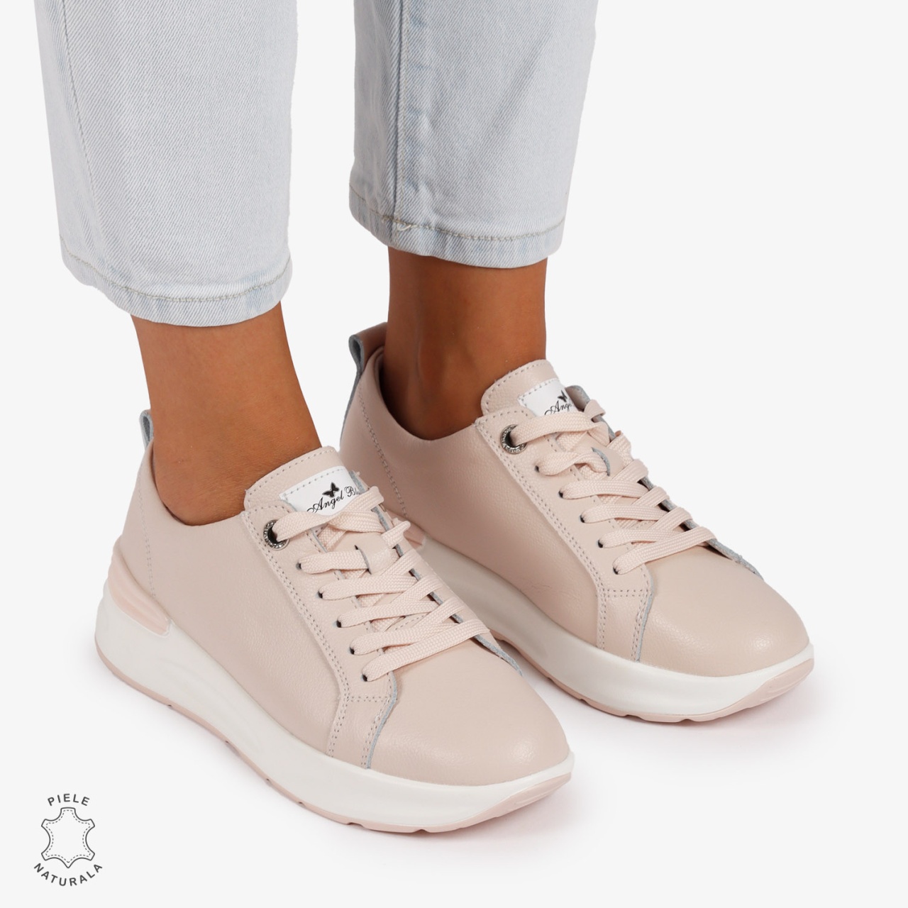 Pantofi Casual dama din Piele Naturala CRL0846 ROZ