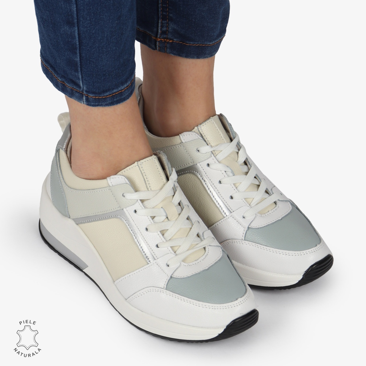 Pantofi Casual dama din Piele naturala CRL1333 ALBASTRU