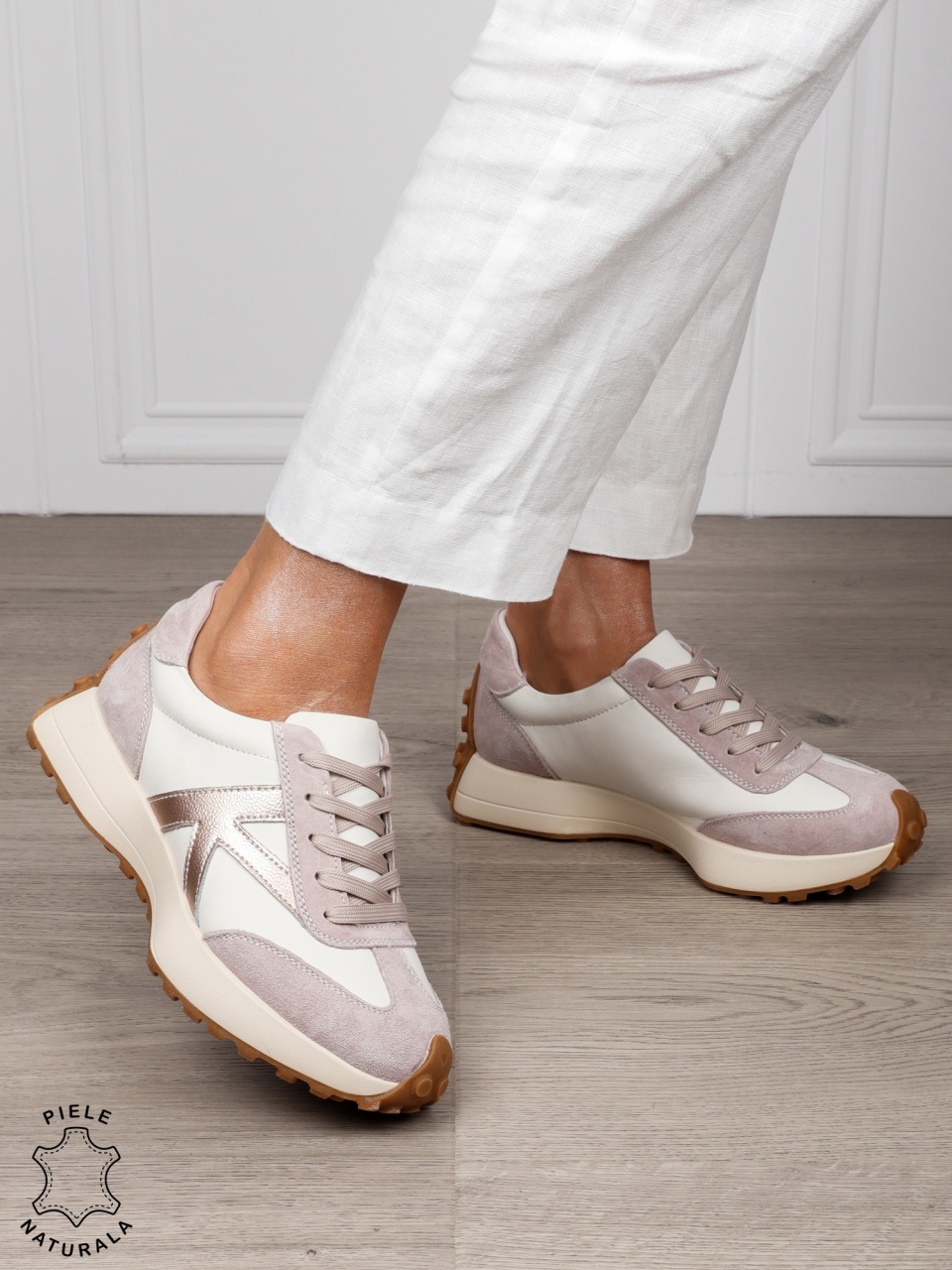 Pantofi Casual dama din Piele Naturala cu model special CRL1551 BEJ