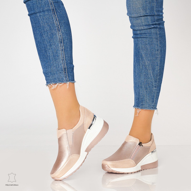 Pantofi Casual Dama Piele Naturala CRL0072 AURIU