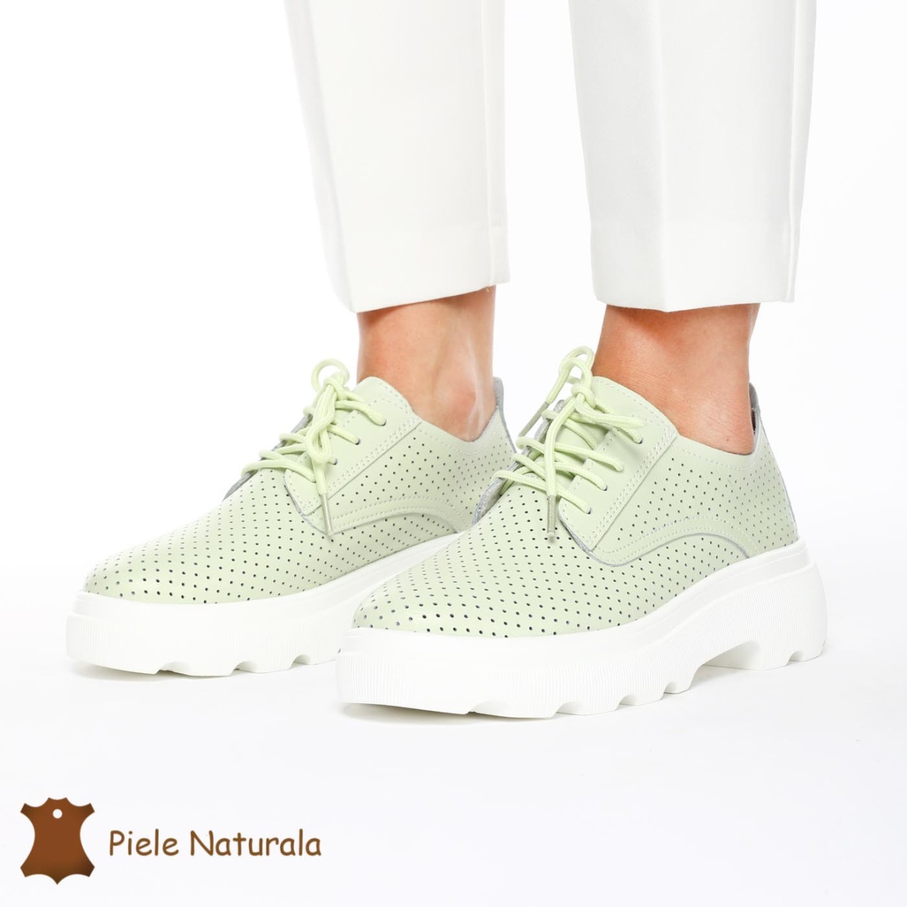 Pantofi Casual Dama Piele naturală CRL0207 VERDE