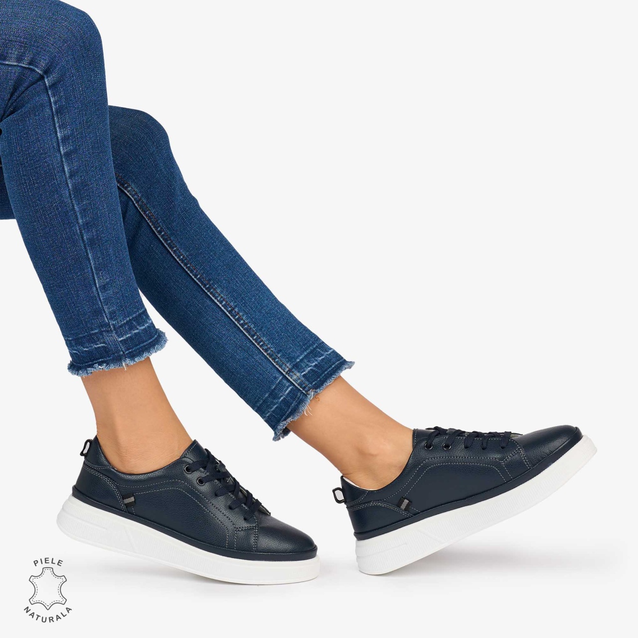 Pantofii casual piele naturala COMOZI CRL1070 CULOARE: NAVY
