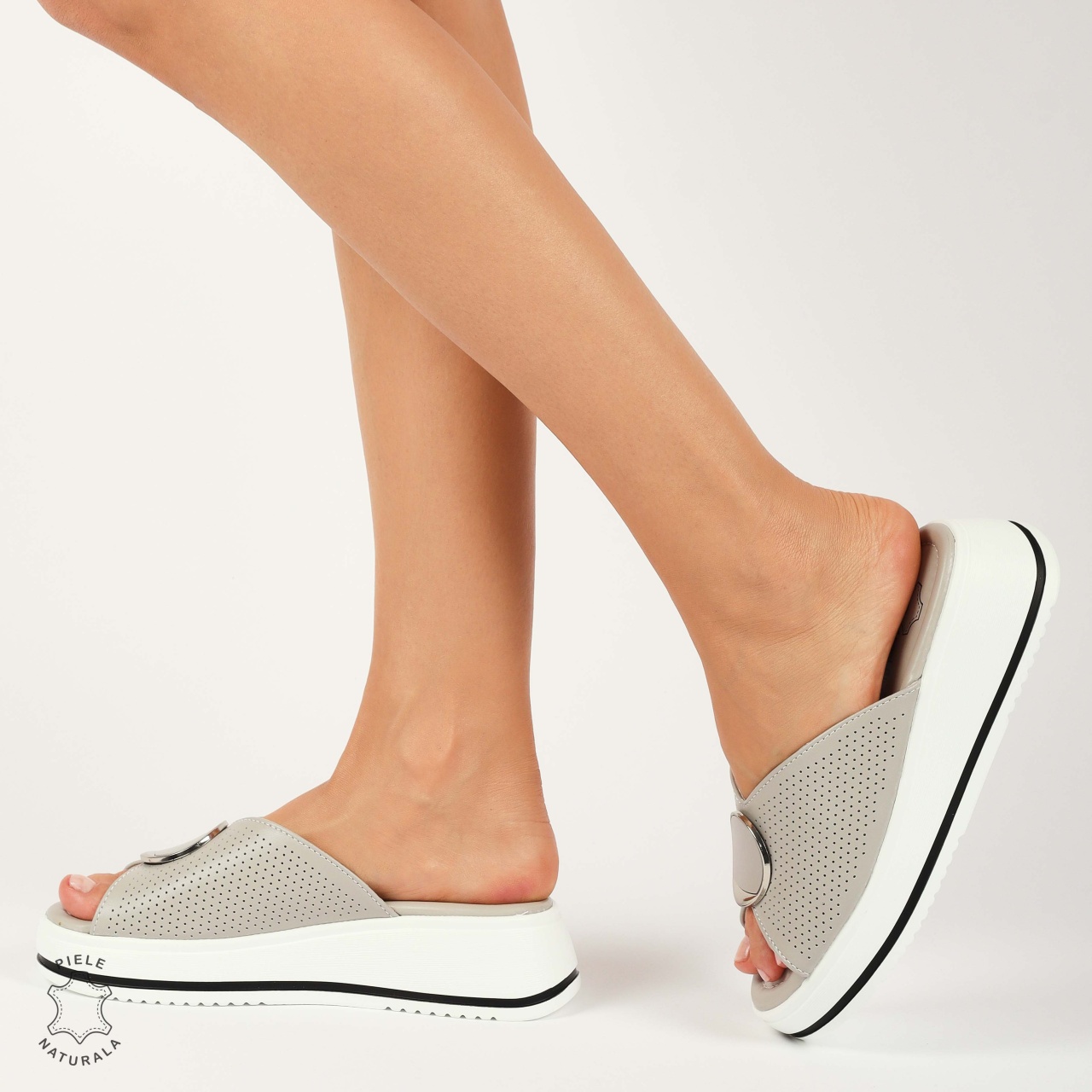 PAPUCI Dama DIN Piele Naturala CRL1436 GRI