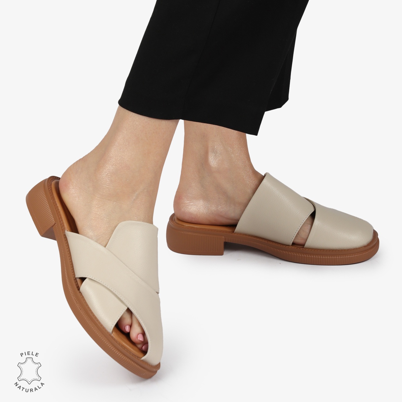 PAPUCI Dama Piele Naturala CRL1374 BEJ