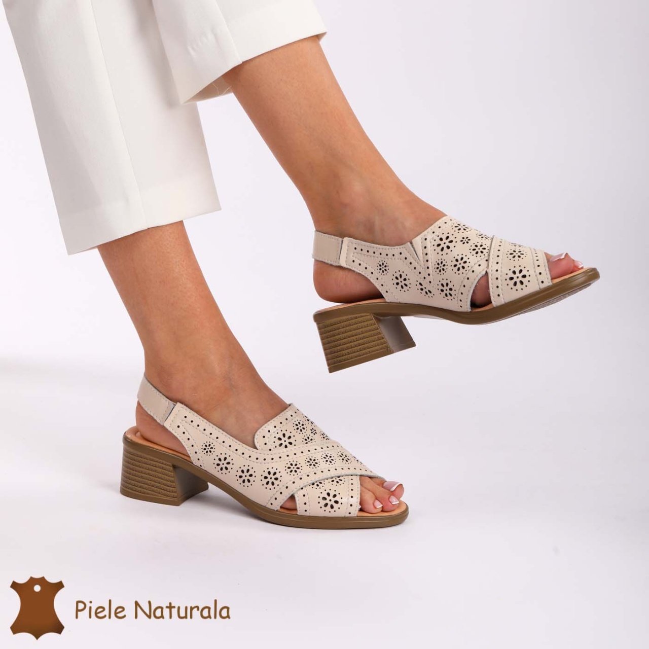 SANDALE Dama Piele Naturala CU barete incrucisate CRL1441 Culoare: BEJ