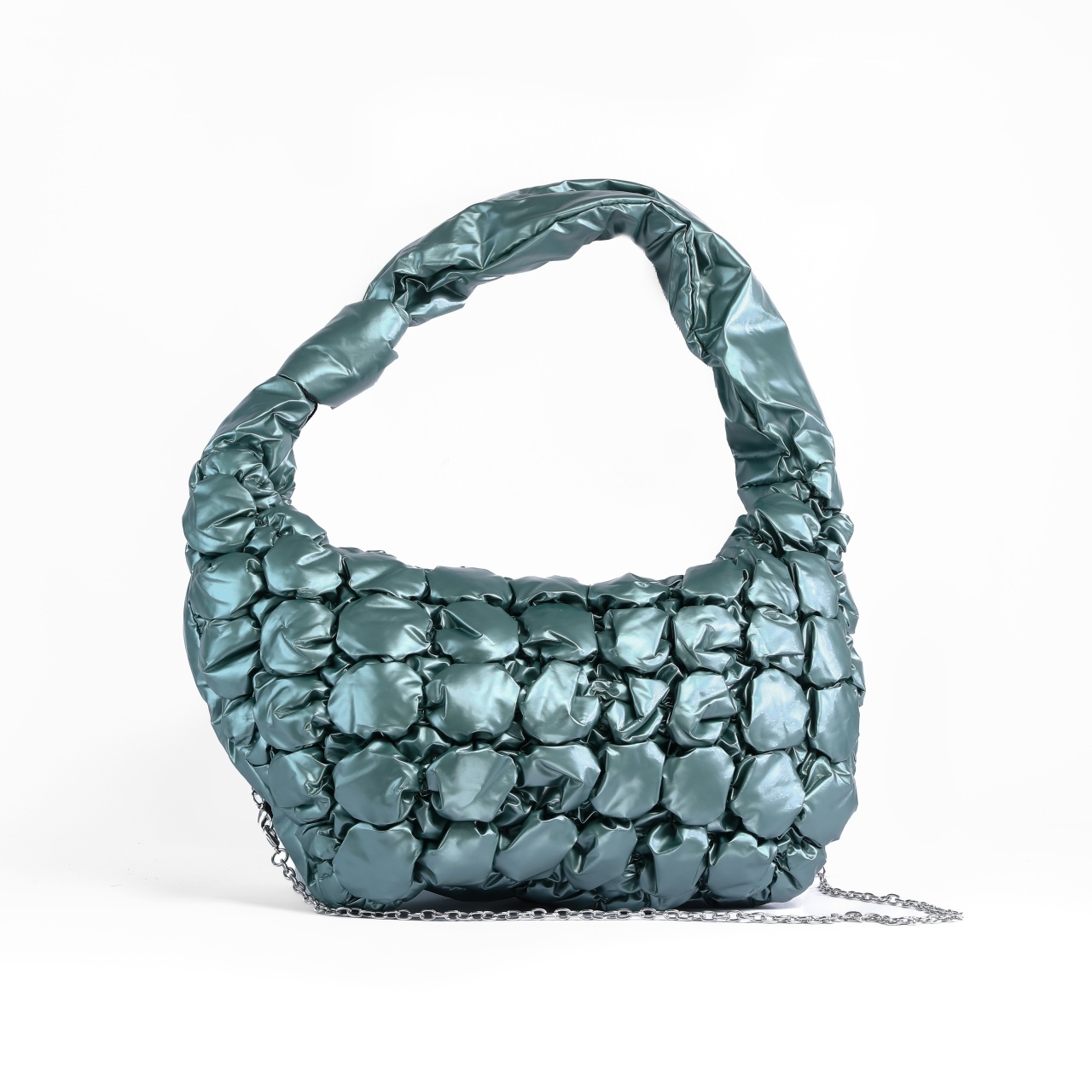 Geanta dama SEMI-LUNA matlasata din fas CRLM2661TURQUESE