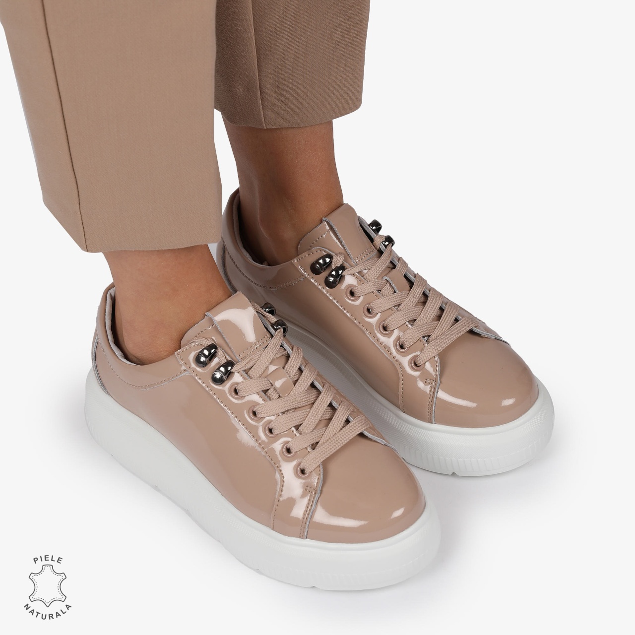 Pantofi CASUAL PIELE NATURALA LACUITA CRL1294 ROZ