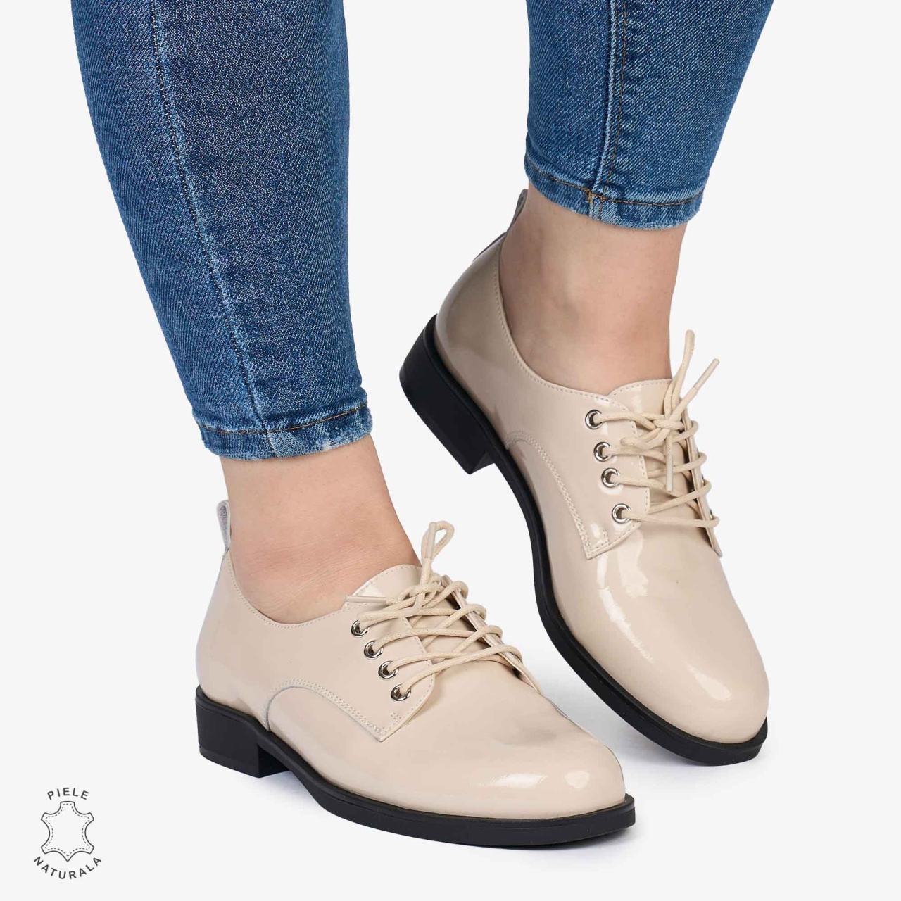 Pantofi dama CASUAL din Piele Naturala LACUITA CRL0984 BEJ